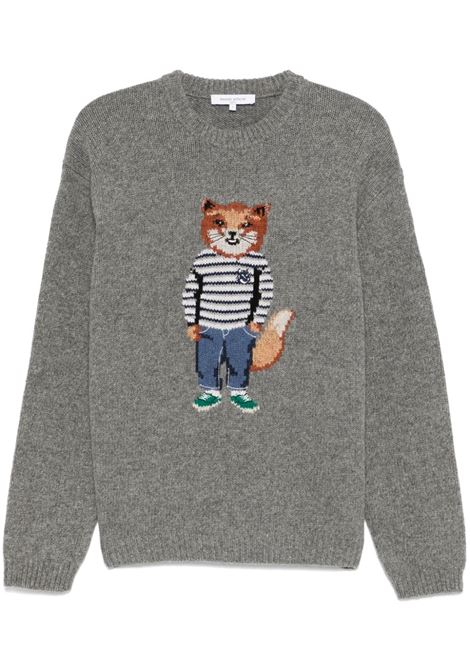 Grey Dressed Fox-intarsia jumper Maison kitsuné - men MAISON KITSUNÉ | Sweaters | NM00809KH0002H131